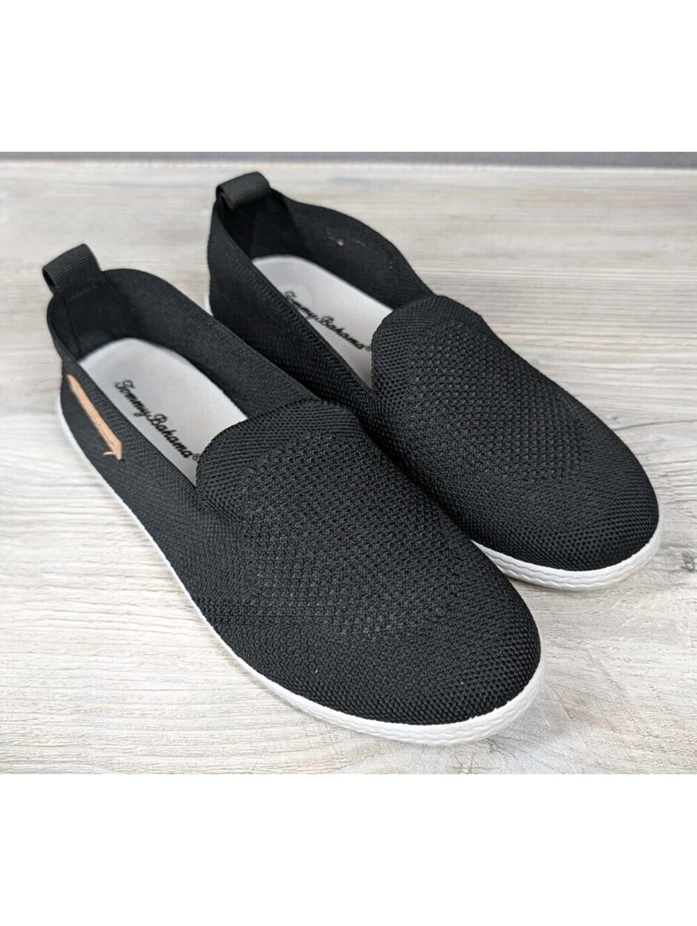 Tommy Bahama Womens 6.5 Black Knit Slip On Sneakers Comfort Walking Casual Shoes